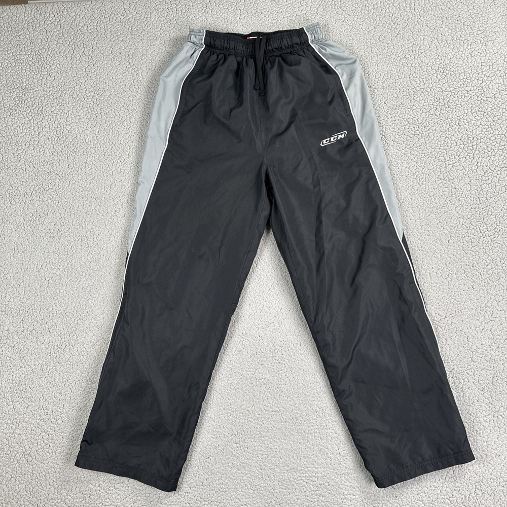 Reebok CCM Hockey Face Off Mesh Lined Pants Men Medium Black Grey Ankle Zip
